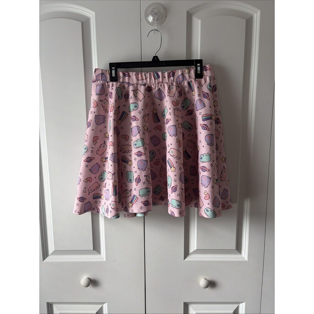 Pusheen Womens Pink Skater Skirt Size XL